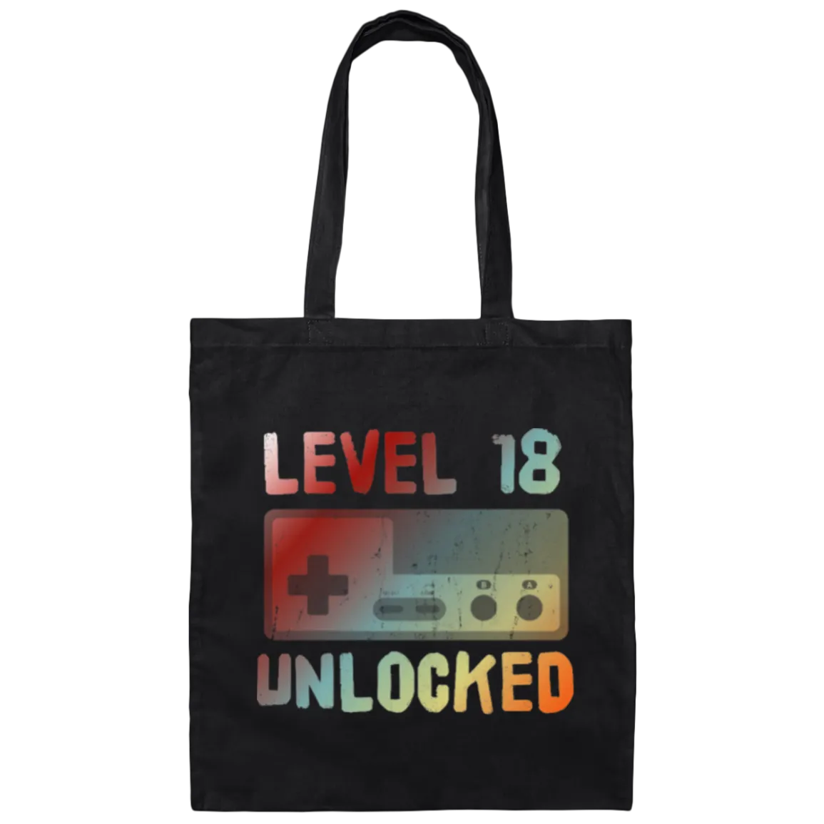 18th Birthday, 18 Years Old, Level 18 Unlocked, Rainbow Cassette Love Canvas Tote Bag