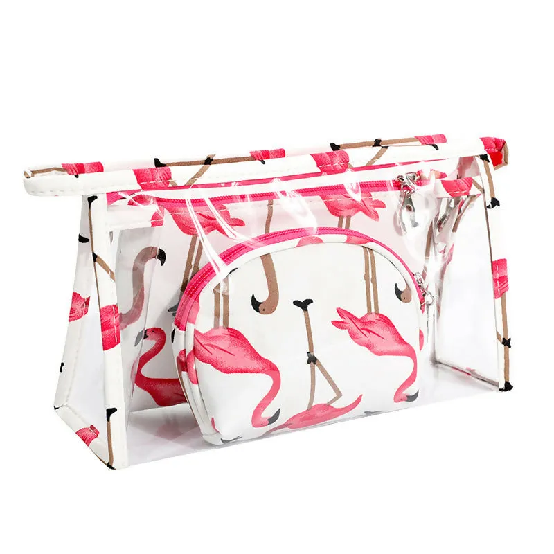 3Pcs Waterproof Portable Makeup Organizer Bag-Flamingo(SA2405-112)