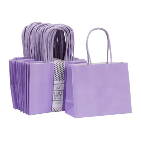 50 Pack Purple Paper Gift Bags with Handles, Bulk Set for Birthday Themed Party Favors, Presents (6 x 5 x 2.5 In)