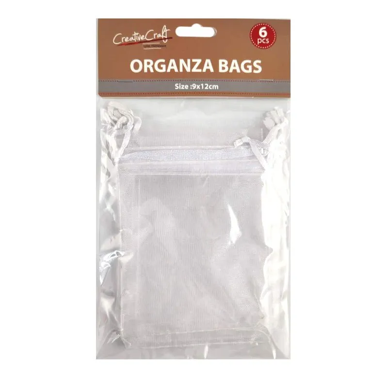 6pk Organza Bags - White