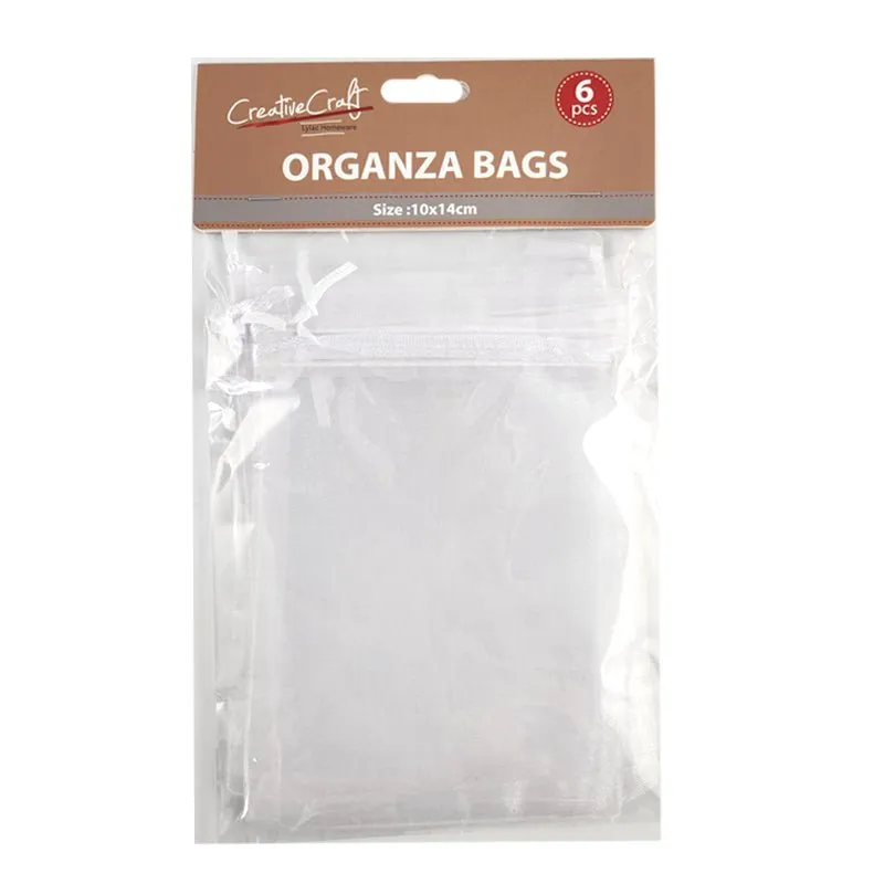 6pk Organza Bags - White