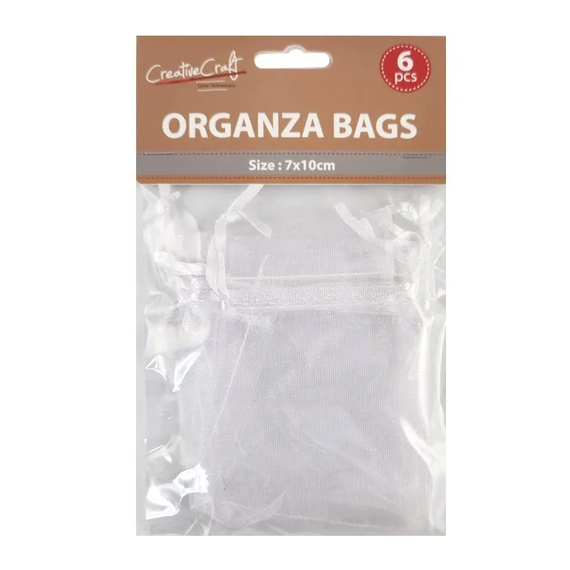 6pk Organza Bags - White