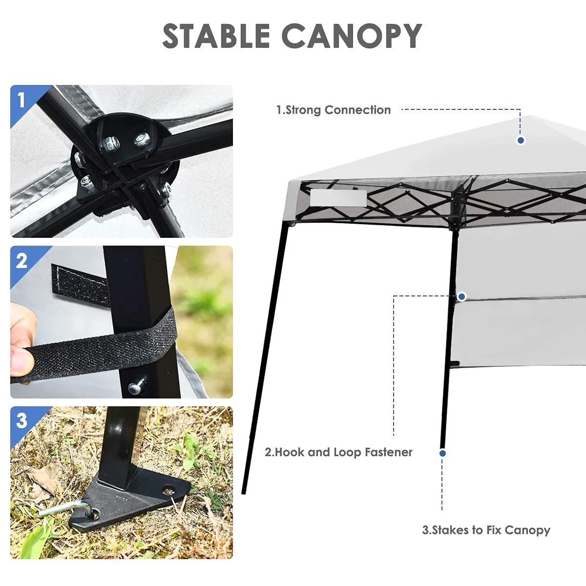 7 x 7 Ft Pop-up Canopy Tent, Outdoor Slant Leg Canopy Shelter with Carry Bag & 4 Stakes