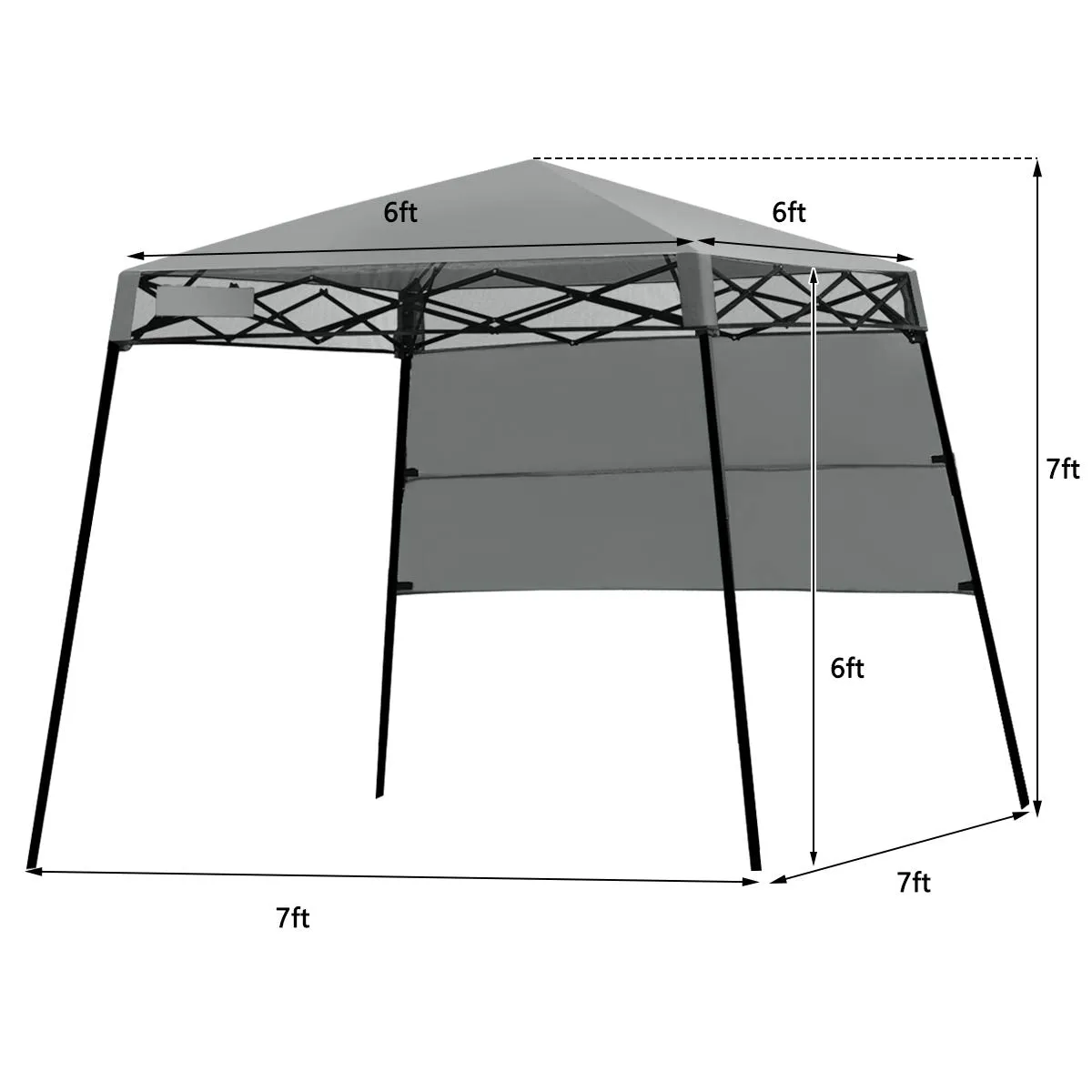 7 x 7 Ft Pop-up Canopy Tent, Outdoor Slant Leg Canopy Shelter with Carry Bag & 4 Stakes