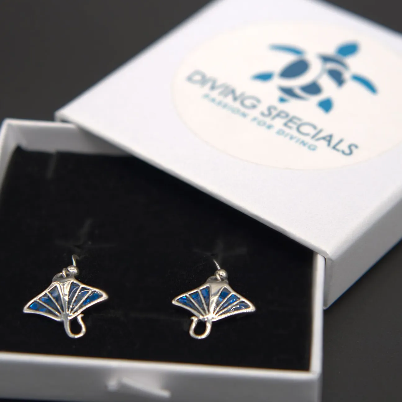 925 Real Silver Manta Ray Earrings