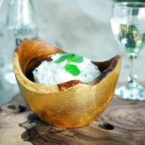 Adagio Teak Bowl with Gold Leaf Exterior