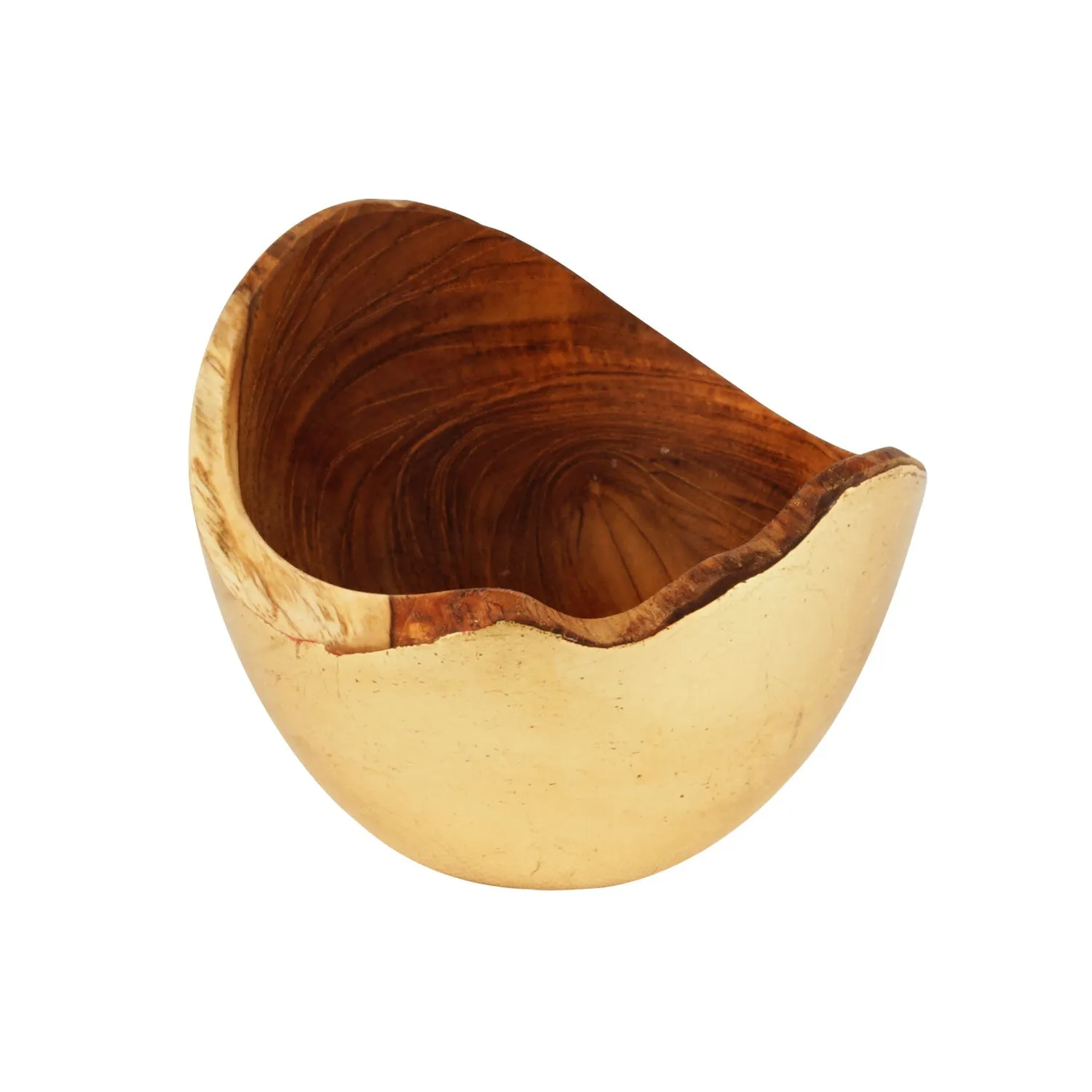 Adagio Teak Bowl with Gold Leaf Exterior