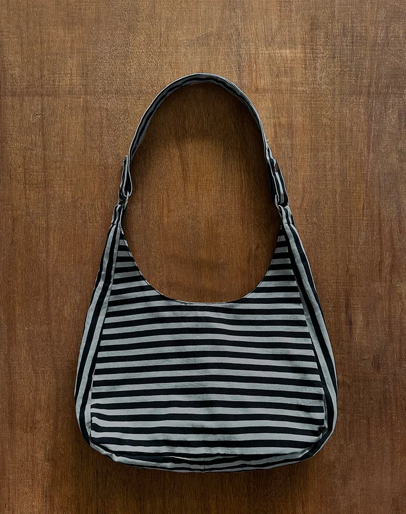 Aimi Bag in Grey and Black Stripe