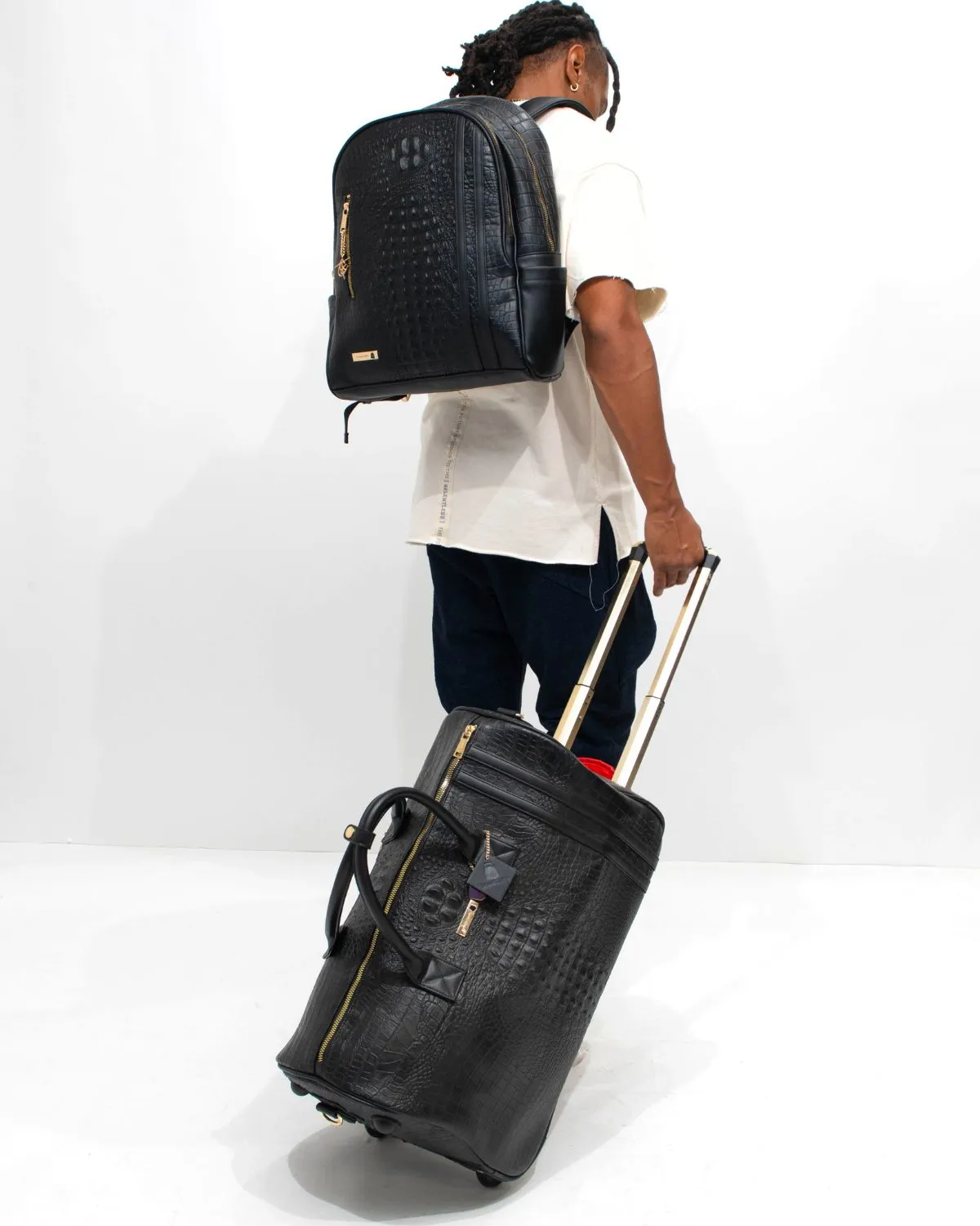 Apollo 2 Backpack & Rolling Duffle Bag Set in Black