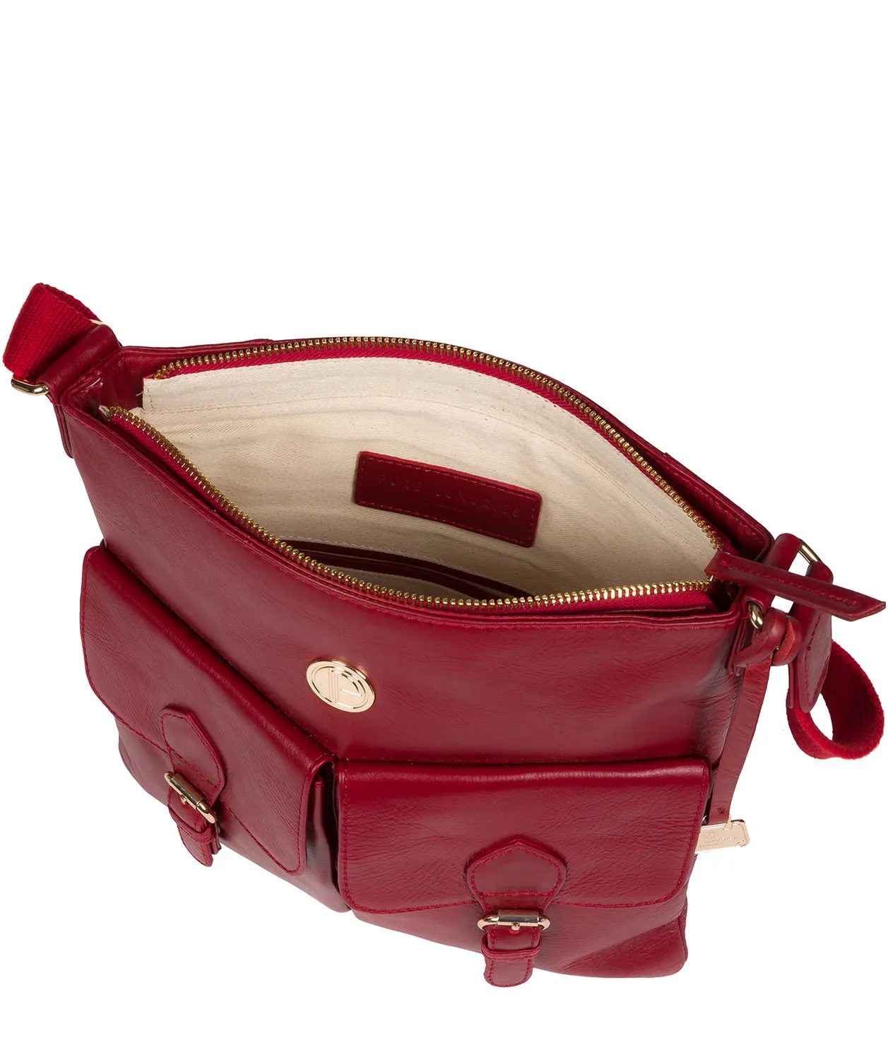 'Azalea' Cherry Leather Cross Body Bag