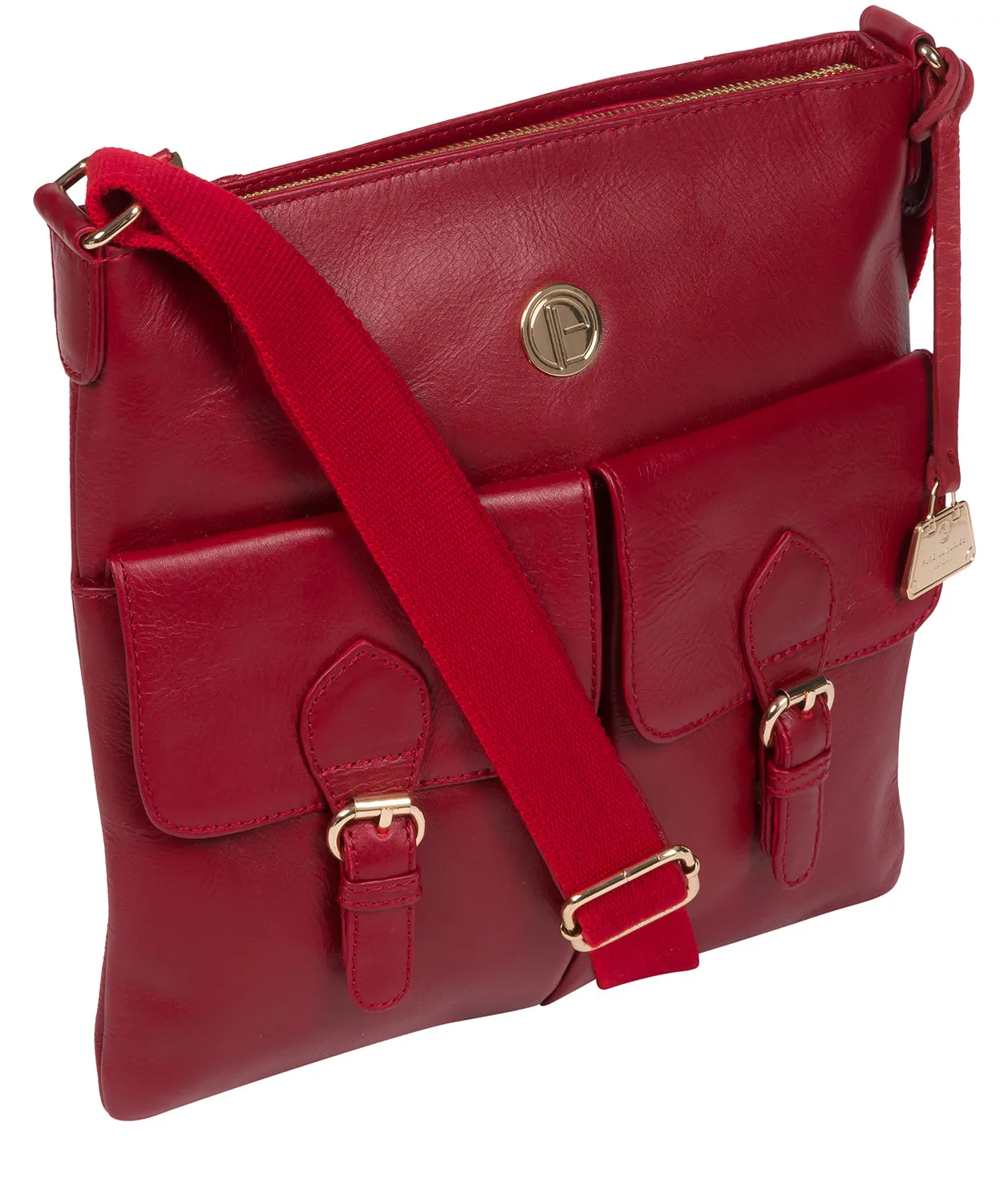 'Azalea' Cherry Leather Cross Body Bag