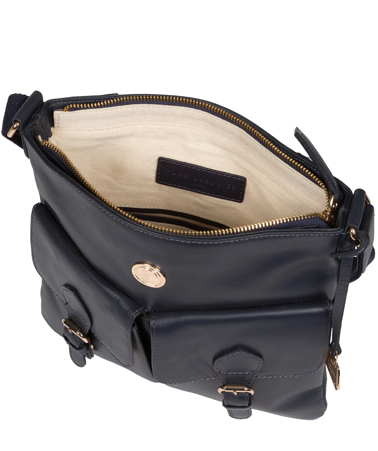 'Azalea' Navy Leather Cross Body Bag