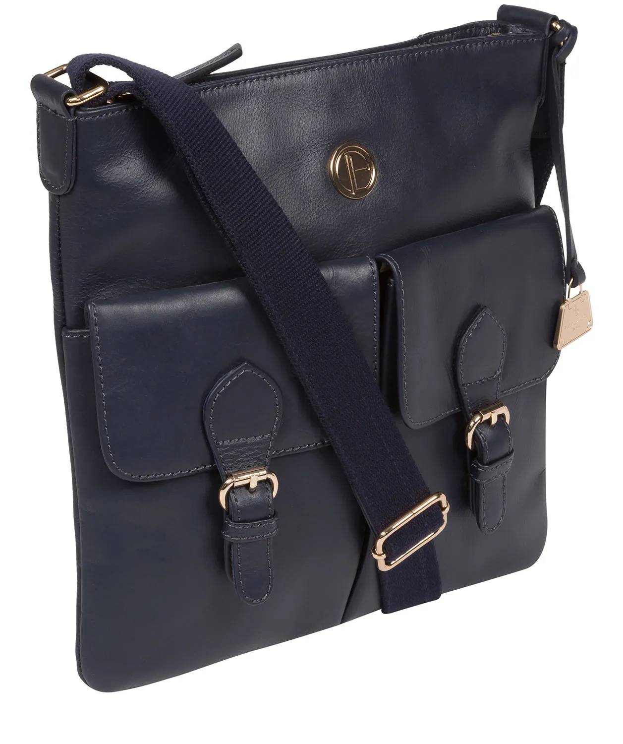 'Azalea' Navy Leather Cross Body Bag