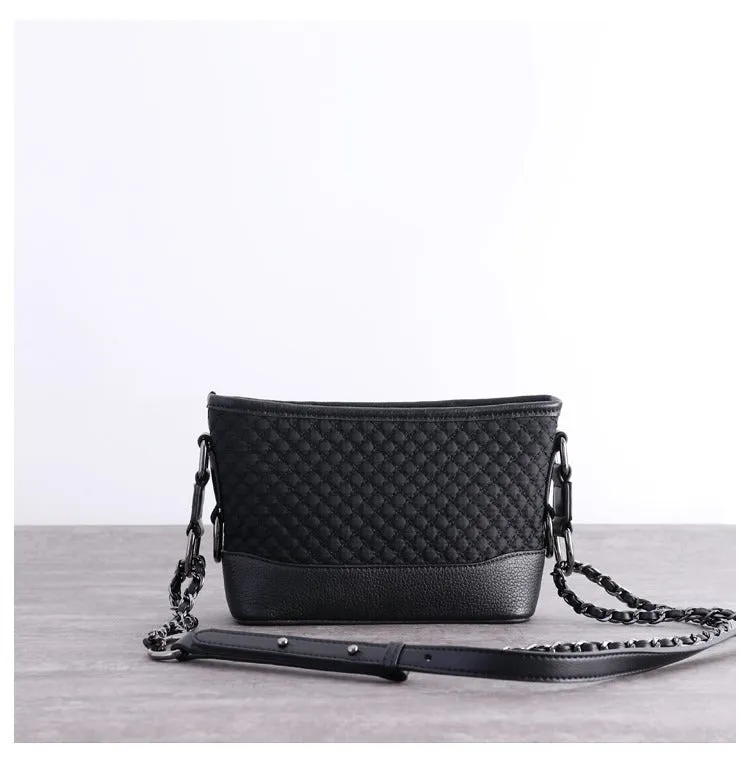 Black Diamond Nylon Chain Shoulder Purse Womens Nylon Leather Shoulder Bag Womens