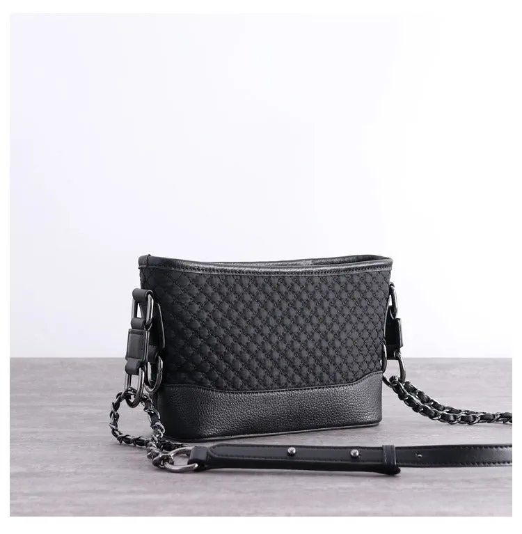 Black Diamond Nylon Chain Shoulder Purse Womens Nylon Leather Shoulder Bag Womens