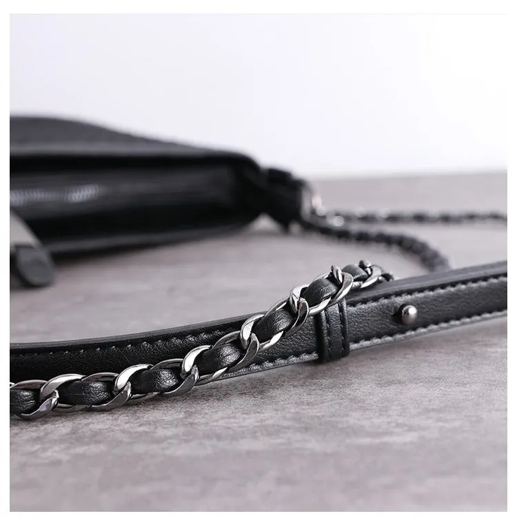 Black Diamond Nylon Chain Shoulder Purse Womens Nylon Leather Shoulder Bag Womens