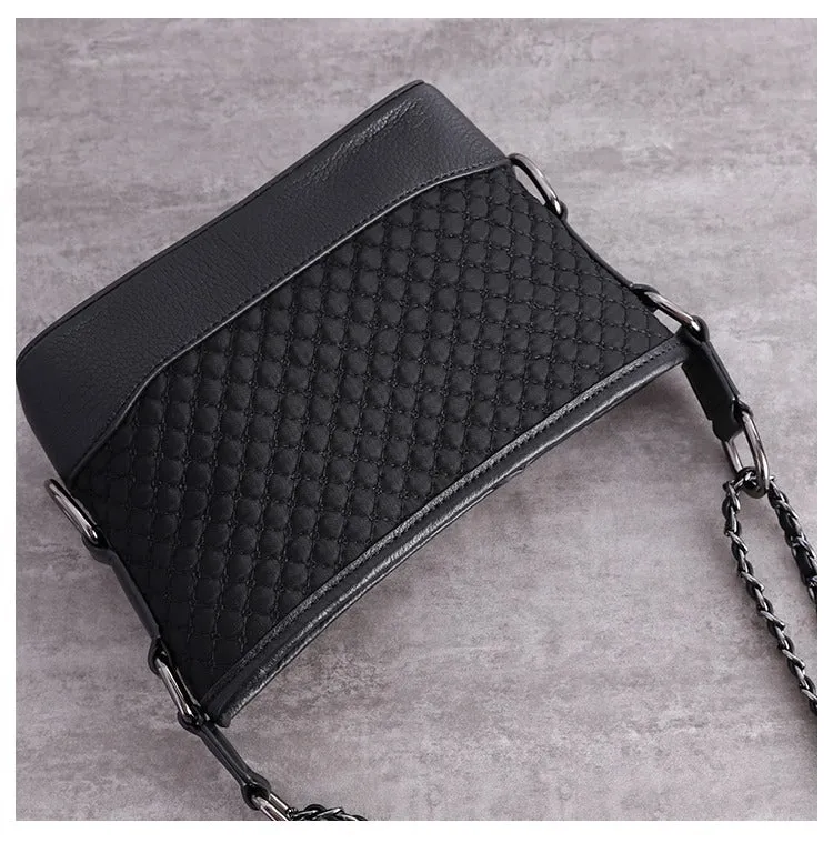 Black Diamond Nylon Chain Shoulder Purse Womens Nylon Leather Shoulder Bag Womens