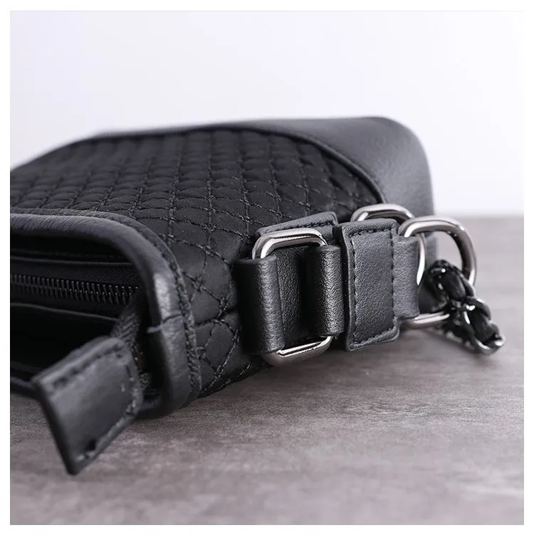 Black Diamond Nylon Chain Shoulder Purse Womens Nylon Leather Shoulder Bag Womens