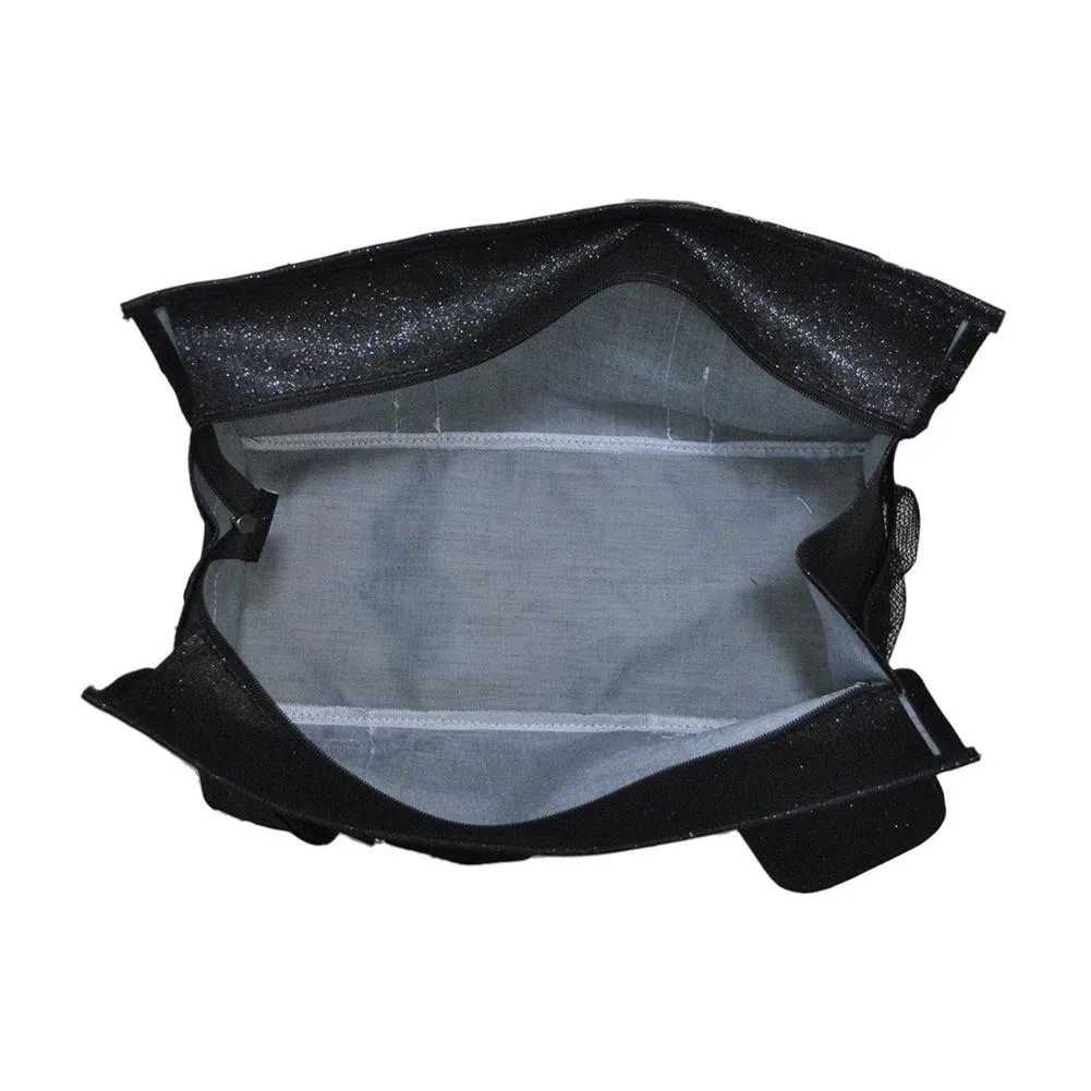 Black Glitter NGIL Zippered Caddy Organizer Tote Bag