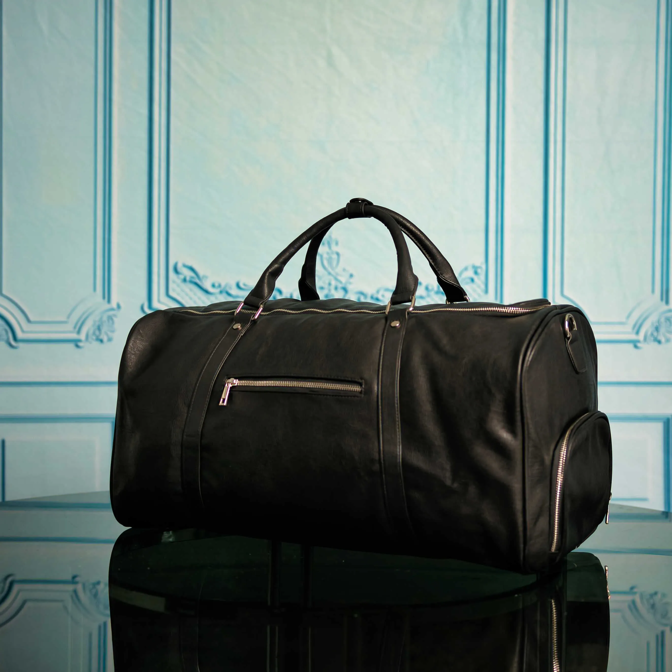 Black Leather Signature Bag Set (Signature and Duffle Bag)