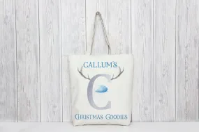 Blue Nose Antler Initial Christmas Bag