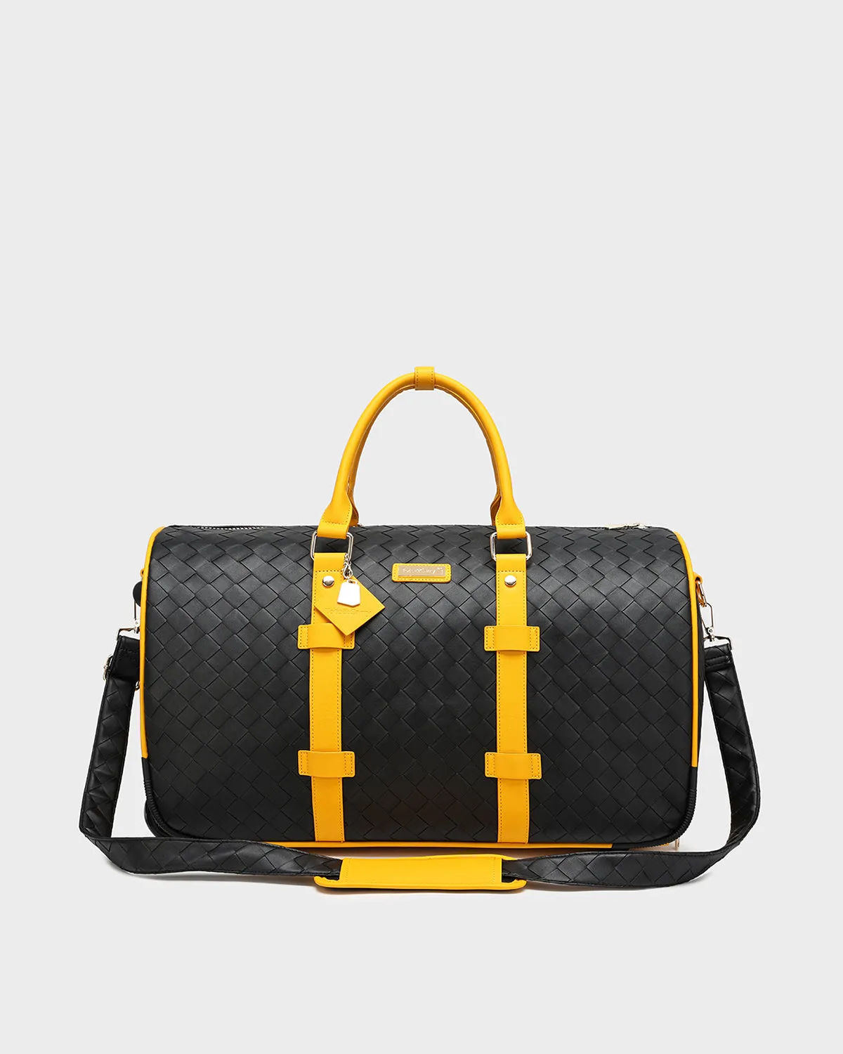 Bodega Rolling Duffle Bag in Black & Mustard