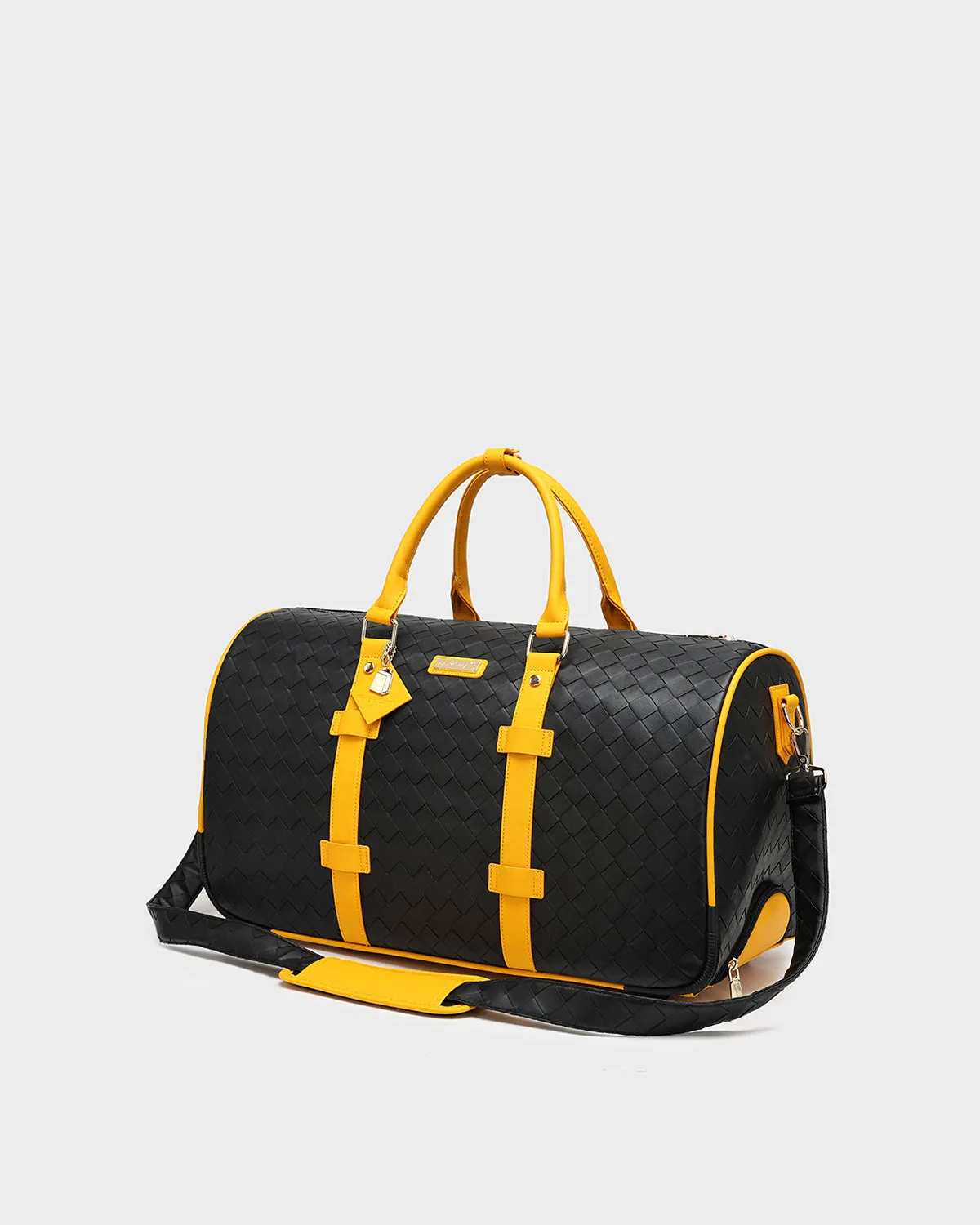 Bodega Rolling Duffle Bag in Black & Mustard