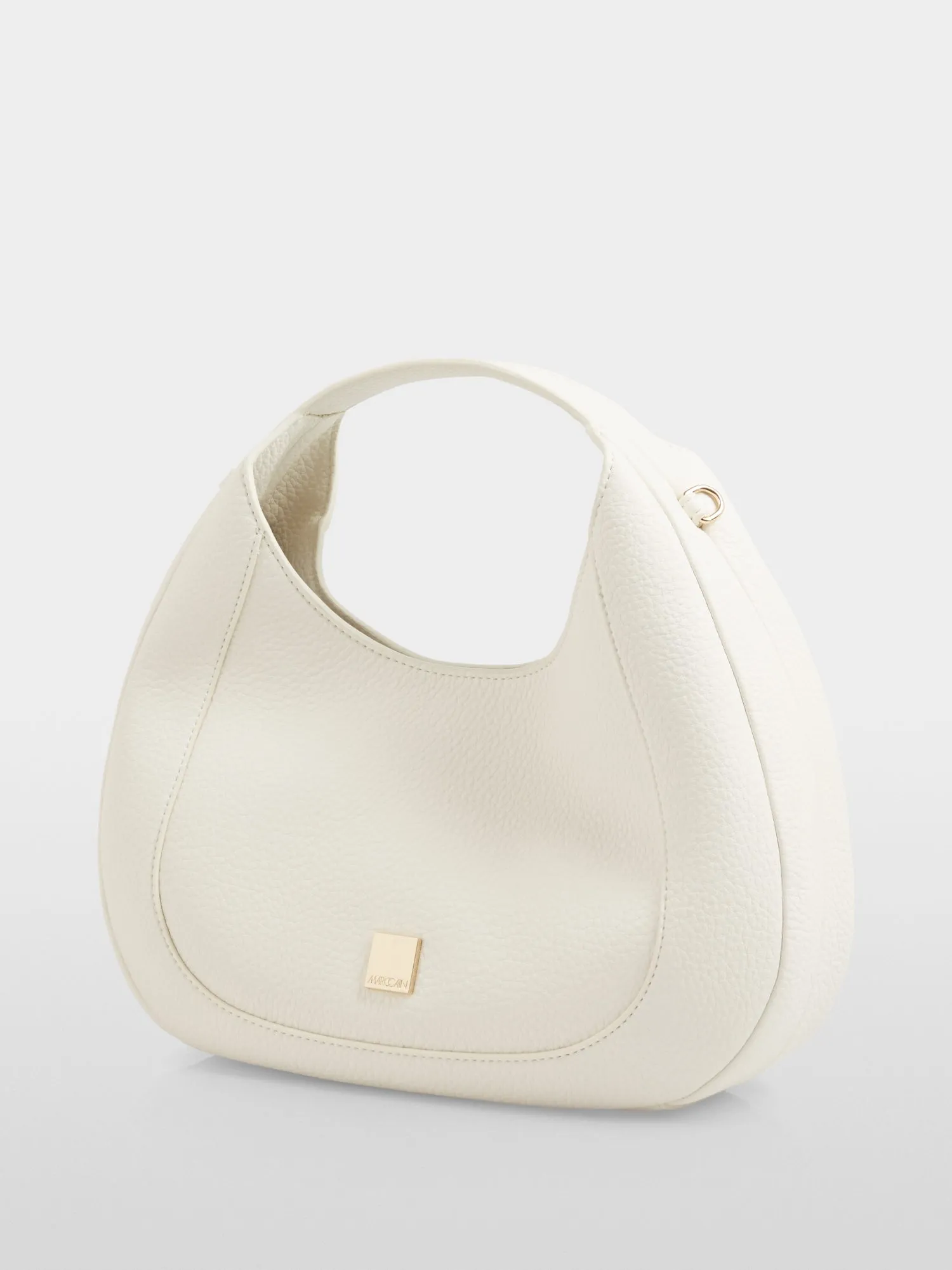 Bright Ecru Leather Oval Bag