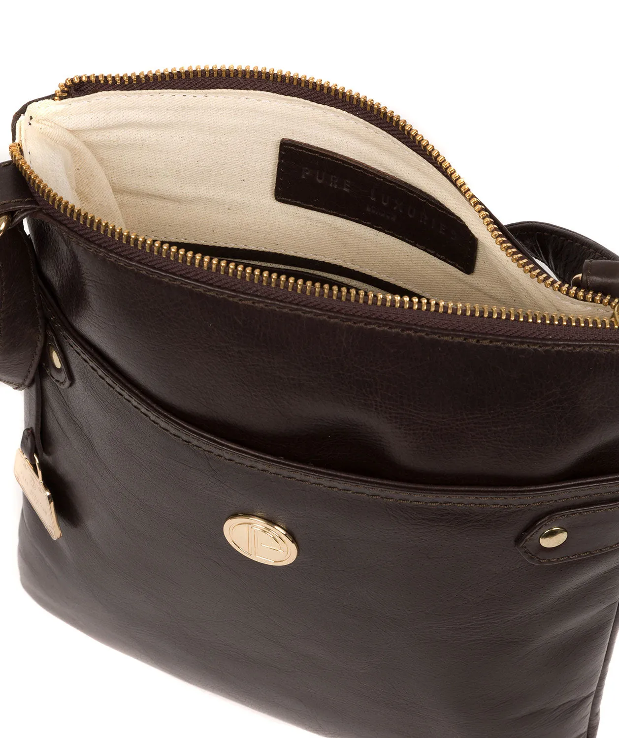 'Briony' Dark Brown Leather Cross Body Bag