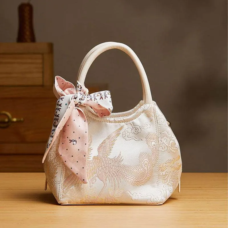 Brocade Jacquard Silk Cute Bucket Bag