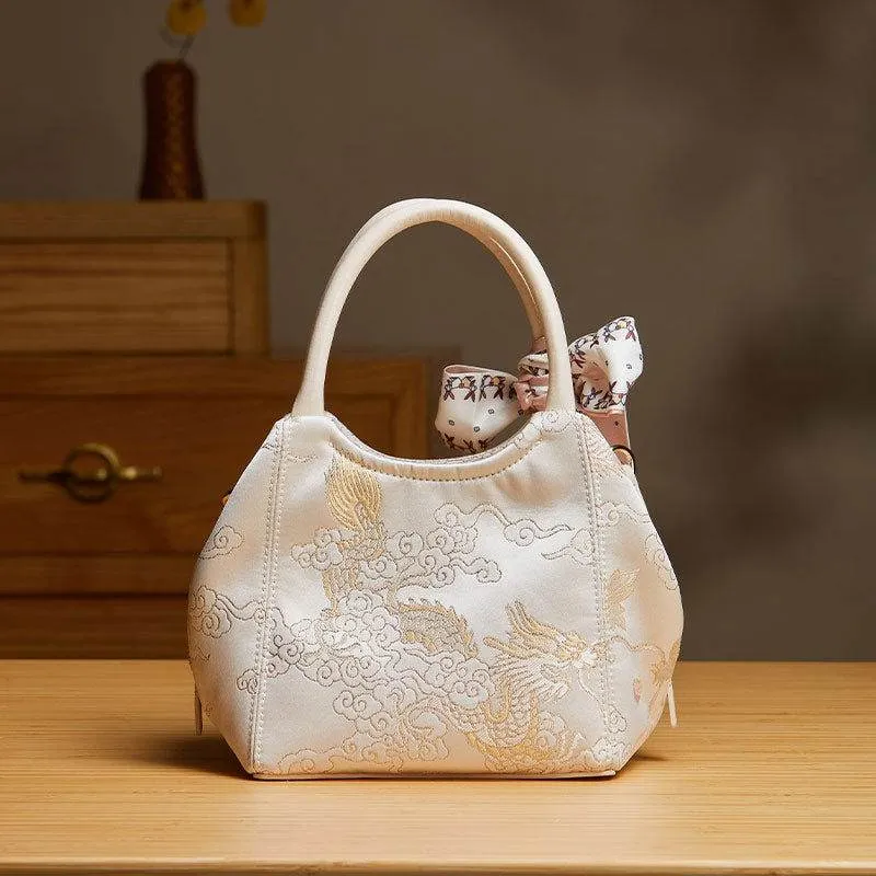 Brocade Jacquard Silk Cute Bucket Bag