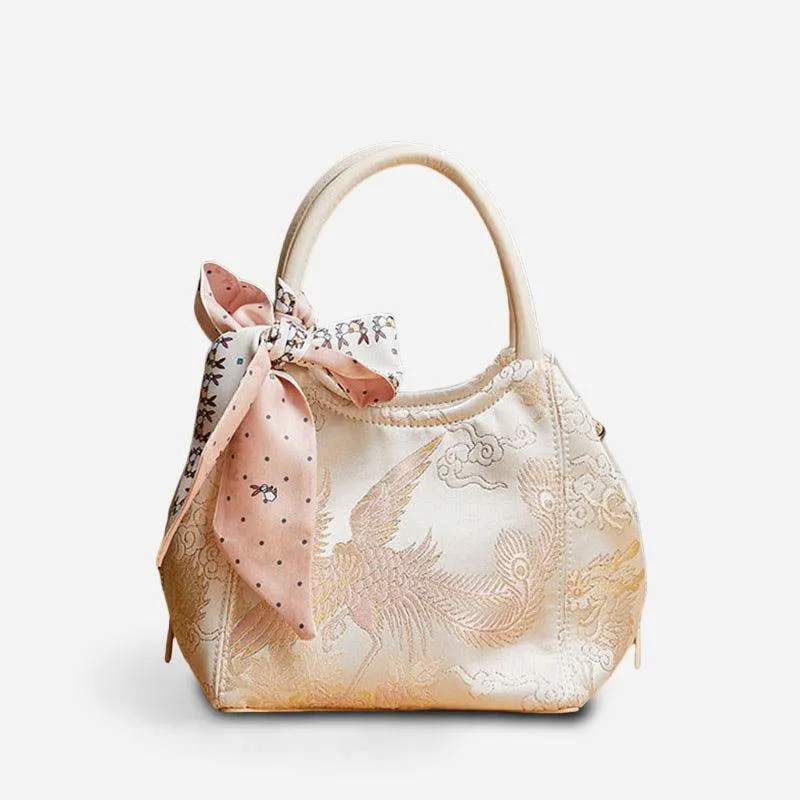 Brocade Jacquard Silk Cute Bucket Bag