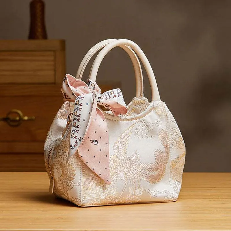 Brocade Jacquard Silk Cute Bucket Bag