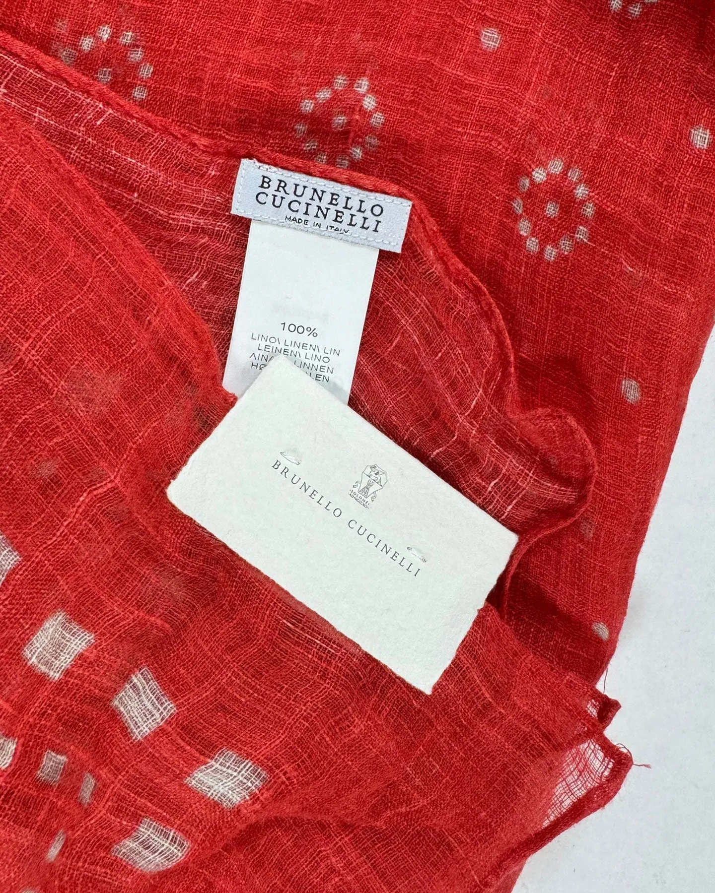 Brunello Cucinelli Linen Scarf Fire Red Design - Men SALE