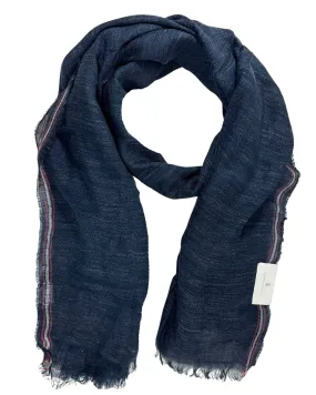 Brunello Cucinelli Scarf Dark Blue Linen Silk Men Shawl FINAL SALE