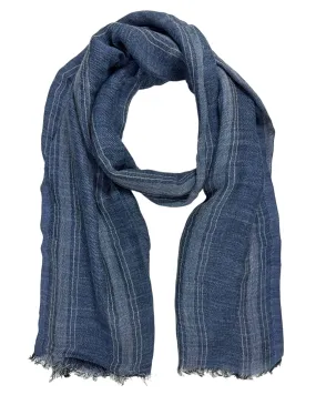 Brunello Cucinelli Scarf Dark Blue Stripes - Linen Silk Men Shawl