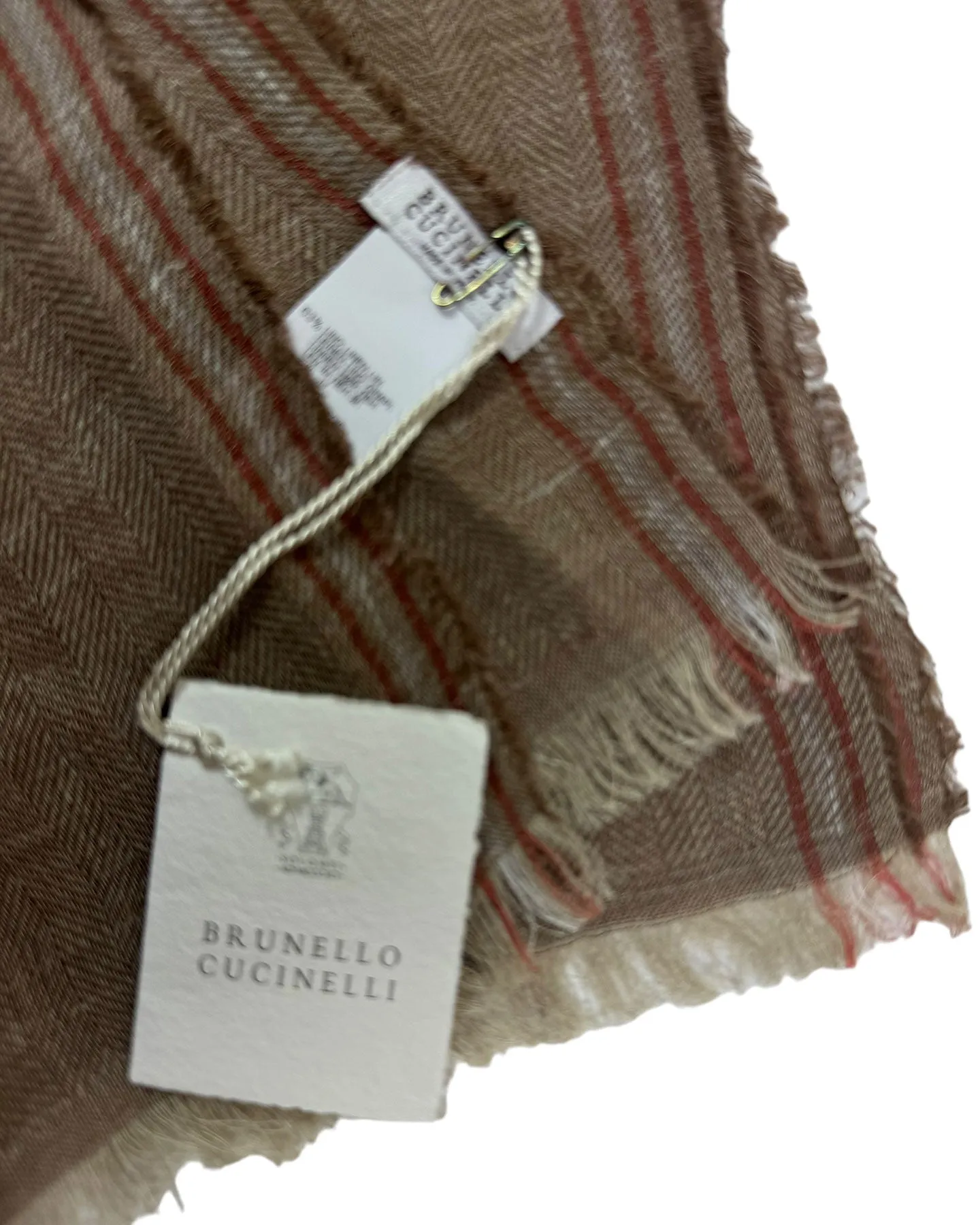 Brunello Cucinelli Scarf Taupe Design - Linen Silk Men Shawl SALE