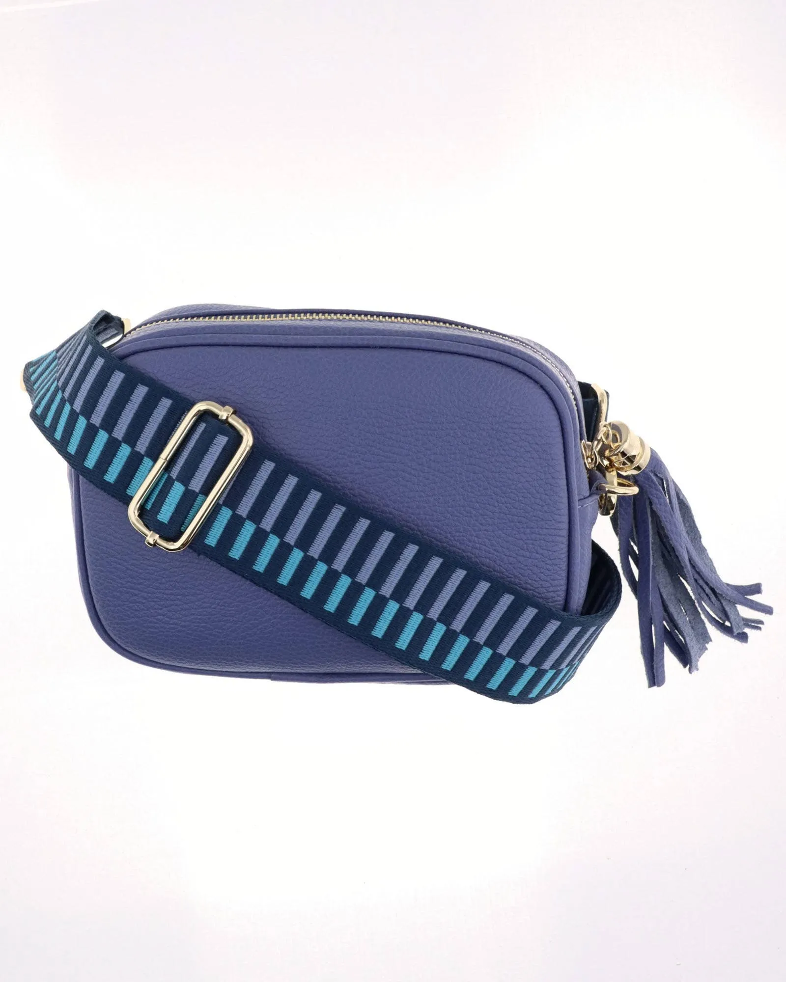 Cadenza Tassel Crossbody Leather Camera Bag: Navy