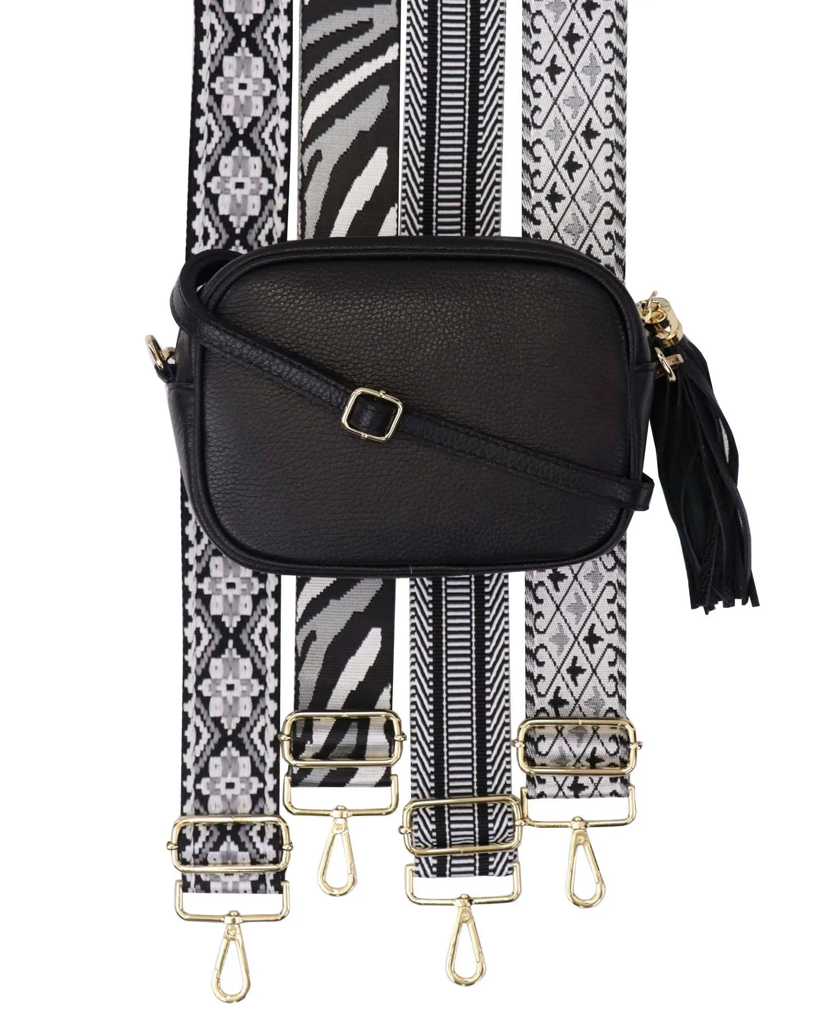 Cadenza Tassel Crossbody Leather Camera Bag: Navy