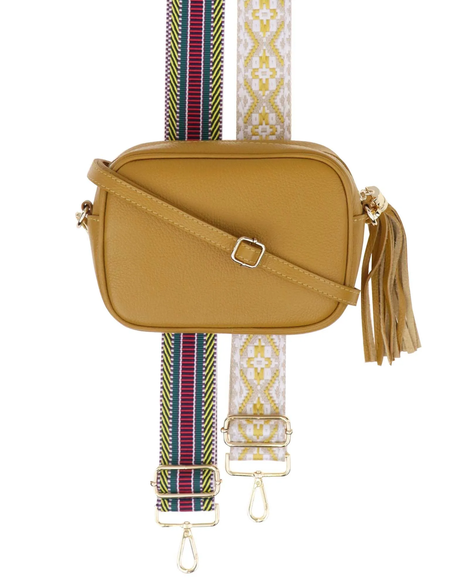 Cadenza Tassel Crossbody Leather Camera Bag: Navy