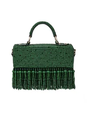 Cally Green Suede Embellished Box Bag