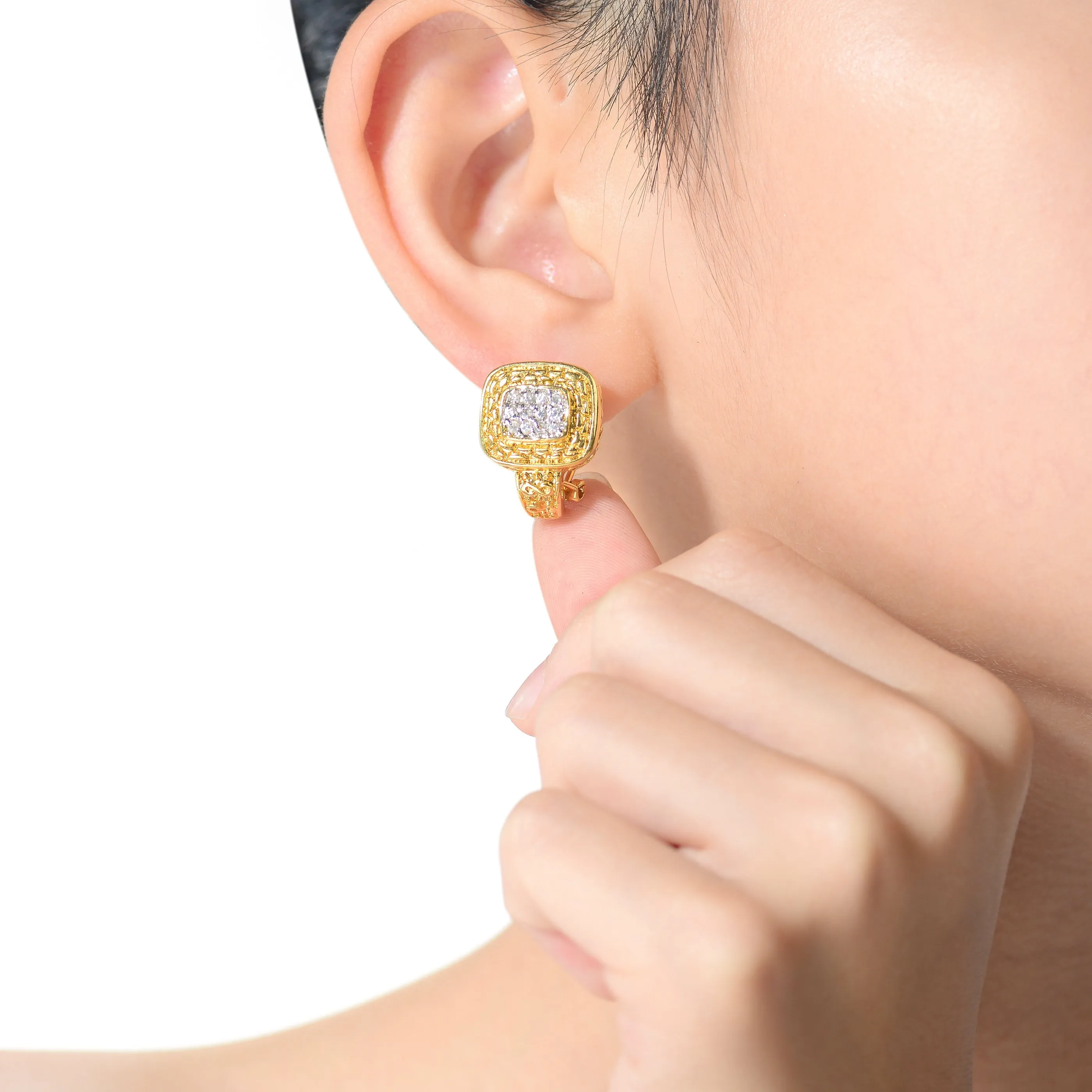 Camélia Accent Golden Earrings