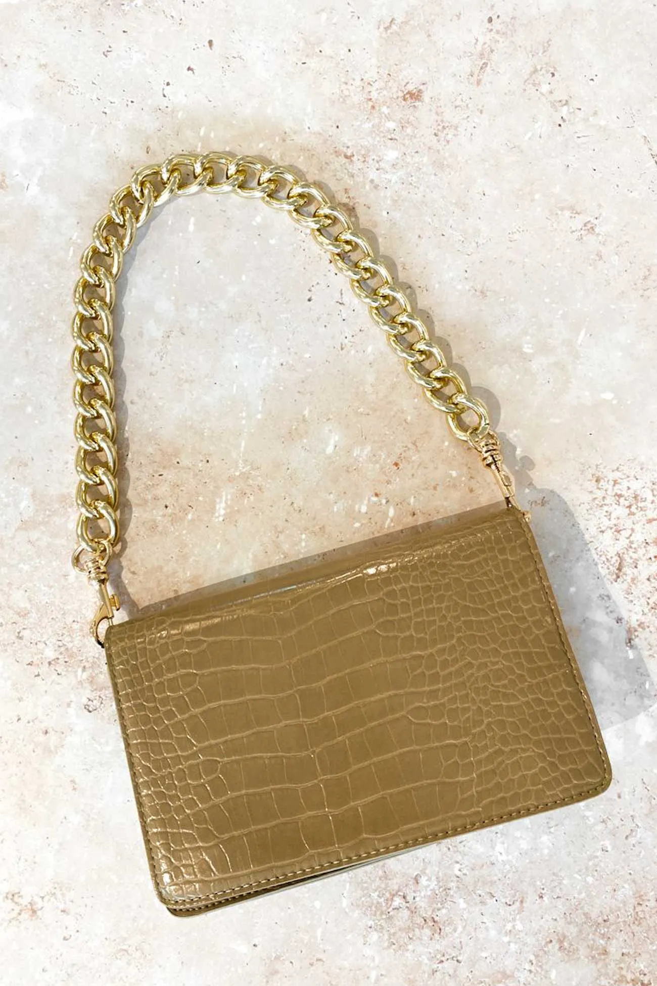 Chantel Chain Link Shoulder Bag Olive