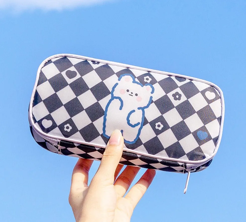 Checkerboard Bunny Cosmetic Case