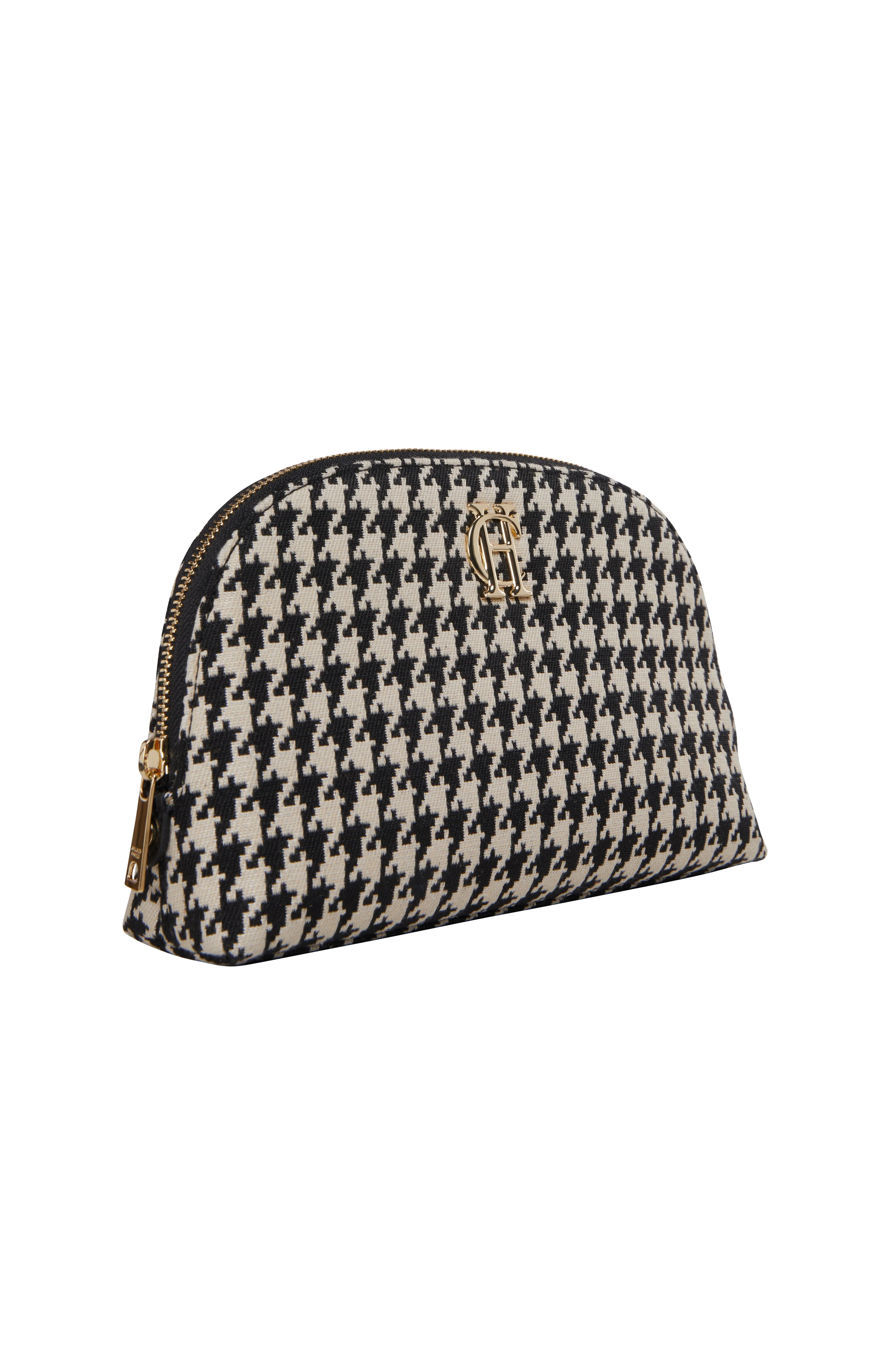 Chelsea Makeup Bag (Ecru Houndstooth)