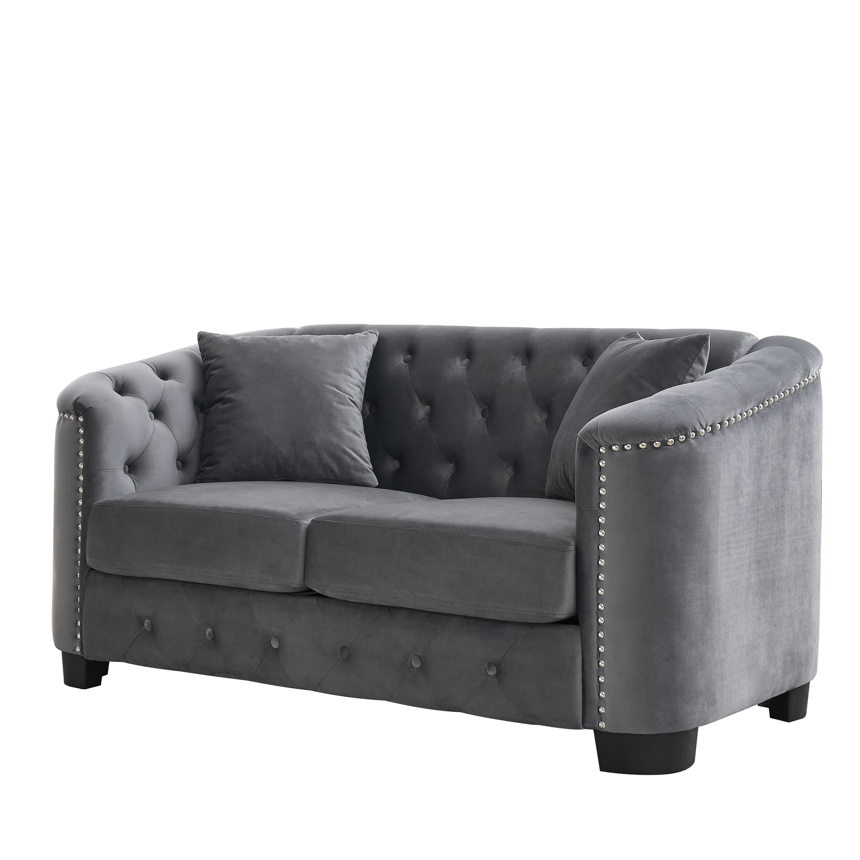 Chesterfield Velvet Sofa Elegant Tufted for Comfort 59 Inch