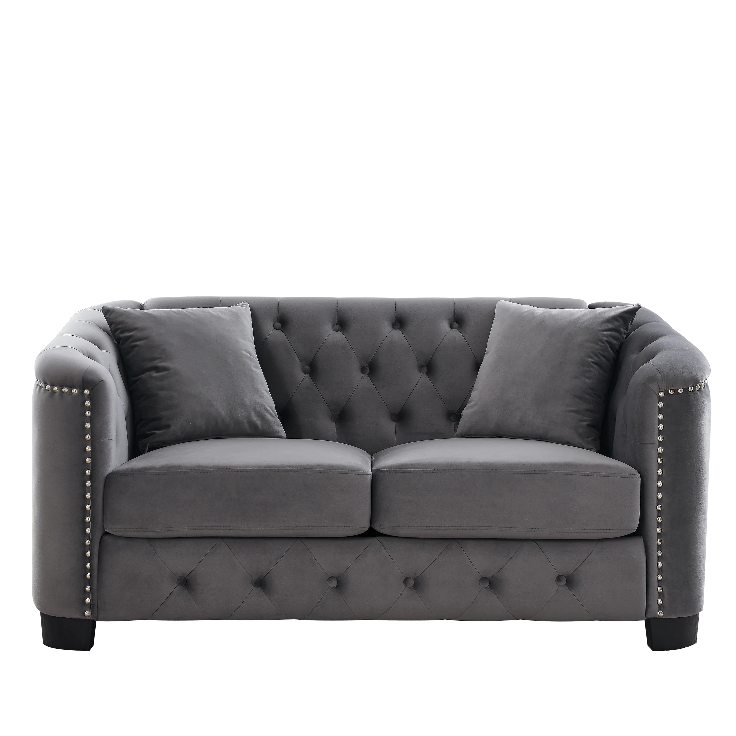 Chesterfield Velvet Sofa Elegant Tufted for Comfort 59 Inch