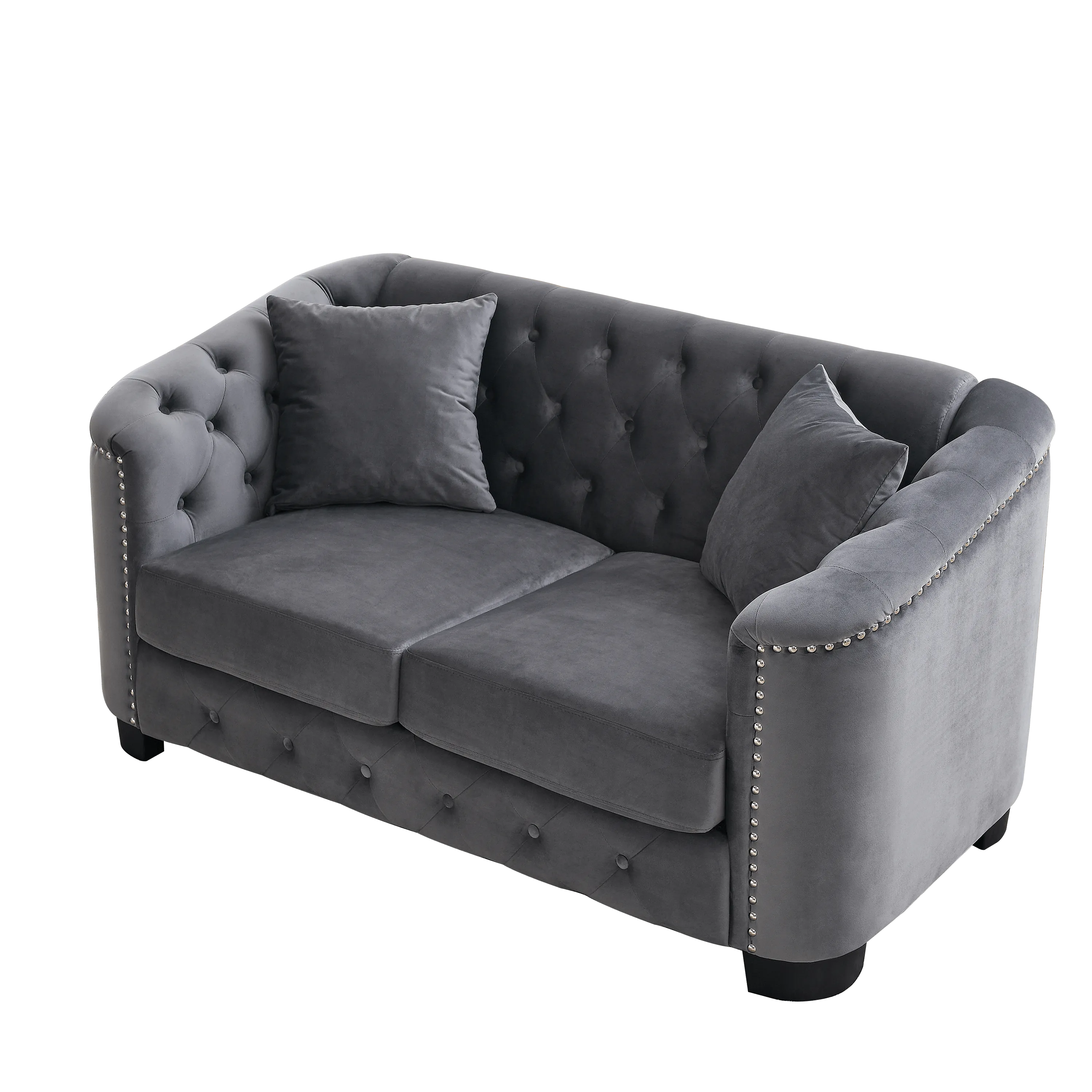 Chesterfield Velvet Sofa Elegant Tufted for Comfort 59 Inch