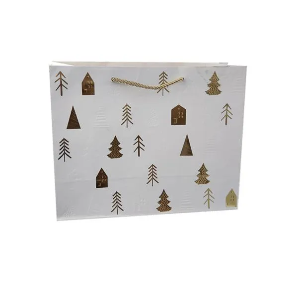 Christmas Gold Trees Landscape Gift Bag - 23cm x 18cm x 10cm