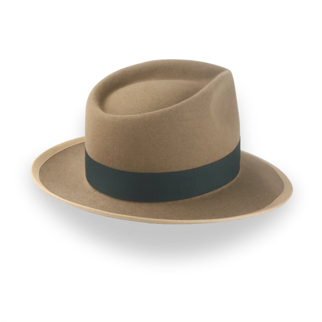 Classic Camel Fedora for Men in Premium Beaver Fur Felt | The Pandamator